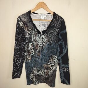 Alberto Makali Cardigan Animal Print Paisley Beaded Embellished